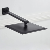 Pommeau de douche carré noir mat effet pluie 8, 10, 12 pouces, ultra-mince, avec bras de douche pour hôtels et projets (vente en gros)