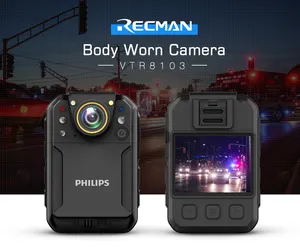 HD كاميرا مزدوجة الجسم ل شرطي إنفاذ القانون كاميرا يتم ارتداؤها على الجسم مع للرؤية الليلية 1296P مسجل فيديو في سيارة حلقة وضع Bodycamera
