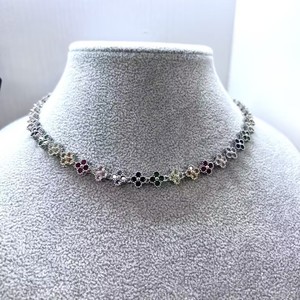 Vòng tay dây chuyền cỏ bốn lá zircon vàng 18k cao cấp thời trang nữ cổ điển hoa nhiều màu trang sức cưới - Product Image 5