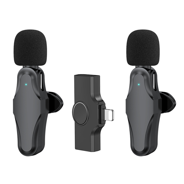 New K21 Wireless Microphone Lavalier 2.4G Mini Record Vlogging Clip on Mic Lapel Wireless Microphone for iPhone Mobile Phone