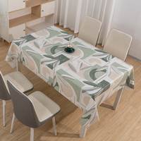 Nappe de table rectangulaire RNPT à motif gris et feuilles blanches pour patio, en tissu transparent