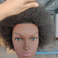 Manekin Kepala Afro Rambut Hitam Keriting Rapat, Manekin Kosmetologi 100% Rambut Manusia