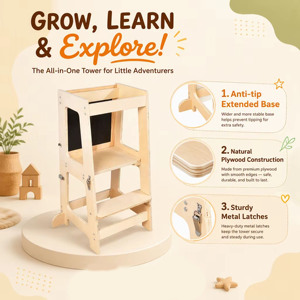 Montessori Wooden Solid Wood Lightweight Foldable Kids Toddler Kitchen Helper Develop Independence <b>Learning</b> <b>Tower</b> Step Stool - Product Image 4