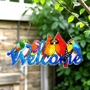 זכוכית מגולף חוצי גבול שש ציפורים, תליון קישוט וצייד שמש - Product Image 2