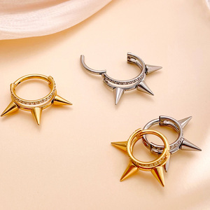 Piercing Corporal de Titanio ASTM F136 con Espiga Dorada y Zirconia Cúbica, Tipo Clicker, para Septum, Nariz, Oreja, Hélix, Daith, Regalo de Boda, Venta al por Mayor - Product Image 3