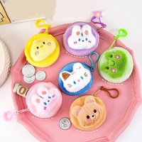 Lote al por mayor de llaveros de animales de peluche Kawaii, monederos bonitos de gatitos y conejitos, bolsas de almacenamiento, monederos de felpa, regalo para niñas