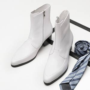 Botas de Tobillo Formales de Cuero con Punta en Pico, Estilo Británico para Hombre, Invierno 2026, Nuevas Botas Blancas con Cremallera y Tacón Alto - Product Image 1