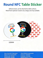 Autocollant NFC pour avis Google, puce NTAG215, 504 octets, PVC, signalisation tactile, 13,56 MHz, auto-adhésif, restaurant, hôtel, salon