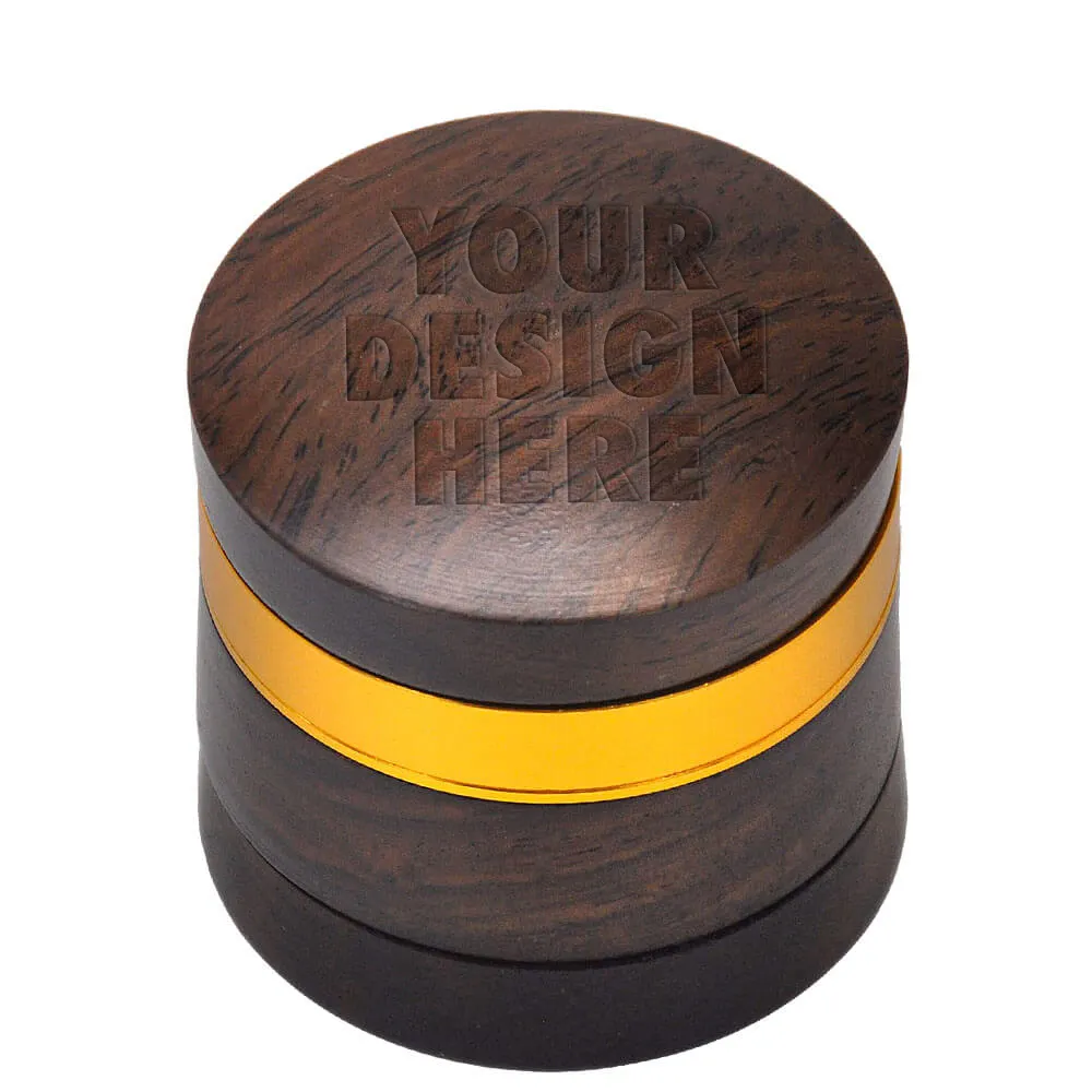 Grinder noir en bois électrique 60MM, 4 pièces, broyeur à herbes de logo gravé, dents en aluminium, accessoires de fumage