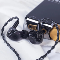 KBEAR TRI Earphone IEM berkabel HIFI, Headset earbud kabel dapat dilepas headphone Monitor Hi-Fi Driver dinamis 10mm