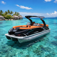 Bateau ponton de luxe en aluminium de 22 pieds - Tri-Tube - 12 personnes - Pêche sportive - Homologué CE - Moteur 250 CV max - Remorque en option
