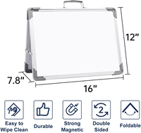 Petit tableau blanc effaçable à sec-Tableau blanc double face de bureau 12 "X 16", tableau magnétique pliable pour le dessin des enfants, l'école