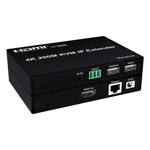 Xput 4K HDMI KVM USB IP Extender Over TCP IP Cat5e Cat6 Ethernet Support 1080P USB KVM IR Control 200M Transmission for Project