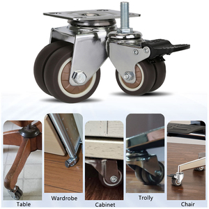 Leichtes Doppelrollenrad für Bürostuhl 1,5 Zoll 2 Zoll TPR Oberplatte Starres Schwenkrollenrad - Product Image 4