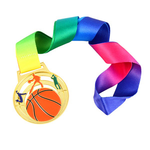 Médailles personnalisées pour événements sportifs, en émail 3D, dorées, pour la natation, la course à pied, le football, le basketball, avec ruban écologique - Product Image 1