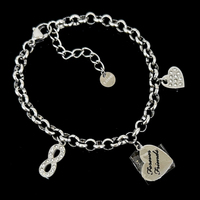 Delicaat en schattig fruitvormig oogjes chocolade donut hart zirkoon klassieke roestvrijstalen armband