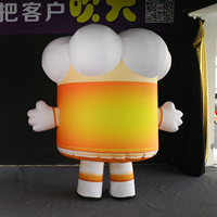 Costume de mascotte gonflable en forme de tasse de bière de dessin animé pour promotion de fête, costume humain gonflable pour événement