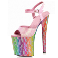 Nouveau modèle de sandales à talons hauts pour défilé de mode, couleur du talon 20 cm, plateforme épaisse, sexy, pole dance, gothique, grande taille, sandales pour travestis