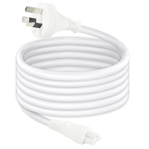 <b>Australian</b> Standard 3 Pin Mains <b>Plug</b> to IEC C5 Power Lead, White Cloverleaf Connector Laptop AC Cable, High Quality 250V - Product Image 1