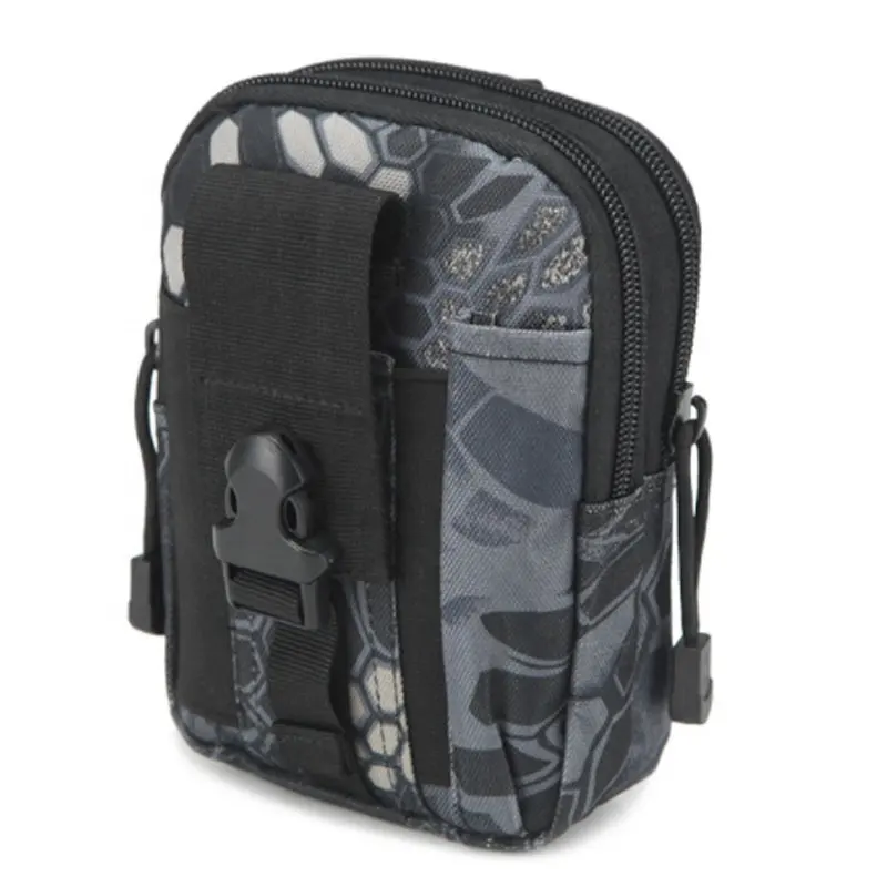 OneF Outdoor 10L Tactical Belt Bag Unisex Black Molle Bags Cierre de cremallera Almohada Viajes Ciclismo Teléfono móvil Llevar a diario