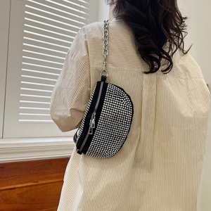 Trendy Bling Rhinestone Crystal PU Leather RFID-Blocking Shoulder/Waist <b>Bag</b> <b>Evening</b> Party Daily Use Women's Fashion Fanny Pack - Product Image 6