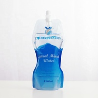 Pochette souple personnalisée transparente en forme de bouteille d'eau avec bec verseur