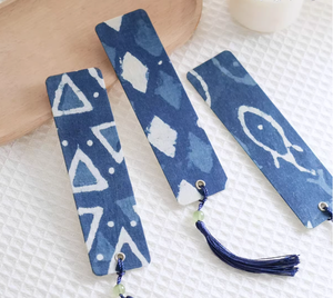 Segnalibri in Tessuto Batik Stampato Tinto in Blu per Studenti, Ideali per Lettura, Diario, Messaggi e Materiali per Journaling - Product Image 6