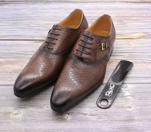 Chaussures Oxford en cuir véritable à lacets avec motif boutonné, idéales pour les affaires, les mariages, les fêtes et le bureau – Chaussures de mode - Product Image 4
