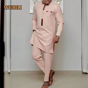 Ensembles de Vêtements pour Hommes Style Ethnique Africain Décontracté, Chemises à Manches Longues et Pantalons de Survêtement, 2 Pièces, pour Fêtes et Mariages, Vente en Gros - Product Image 1