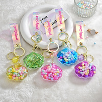 Porte-clés BSBH Fashion, mignon, en acrylique, découpé, design, pendentif pour sac, huile liquide à effet sable mouvant, perle colorée flottante, coquille, porte-clés pour voitures