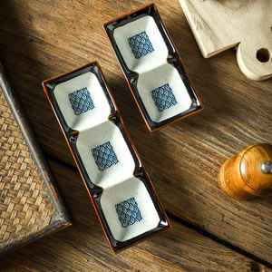Plat à sauce vintage en céramique bleue, rectangulaire, 3,75 pouces, pour sauces, ketchup, sushi, condiments et assaisonnements - Product Image 3
