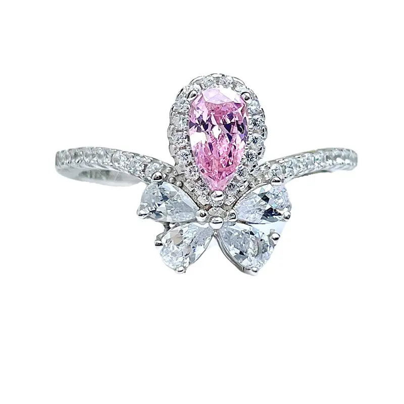 Individuelle und personalisierte Ringe gutes Geschenk für Damen Großhandel beliebte 925 Silber Glitzer Diamant Ring Ehering