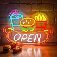 Enseigne néon personnalisée « Open Burgers » en acrylique, lampe néon pour devanture de restaurant de burgers, décoration murale pour entreprise