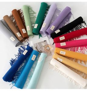 Fashion Solid Color Pashmina Brushed Scarves Women <b>Thick</b> Scarf <b>Blanket</b> Winter Scarf Custom Logo - Product Image 6