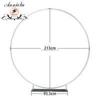 Support de toile de fond circulaire ANNIELU Premium en fer et aluminium, cadre rond robuste pour décoration de mariage, ballons et fêtes