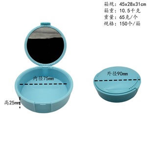 Dental retainer case, round with mirror, portable tooth storage box, orthodontic storage source factory, <b>ABS</b> material. - Product Image 5