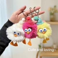 Breloque de sac à dos en forme de canard à bec, pelucheux et moelleux, porte-clés de voiture, jouet en fourrure imitation castor aquatique, 5cm/10cm
