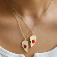 Collier avec pendentif cœur en émail coloré mignon, charme cœur magnétique, collier de couple pour la Saint-Valentin, bijoux cadeaux