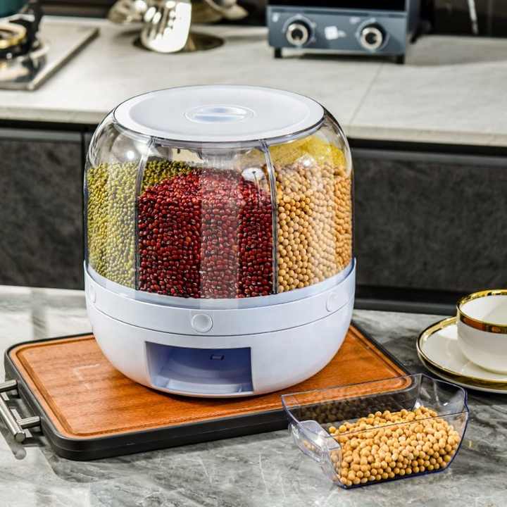 Rice Storage Container 360 Rotating Food Dispenser Large Capacity Rice ...