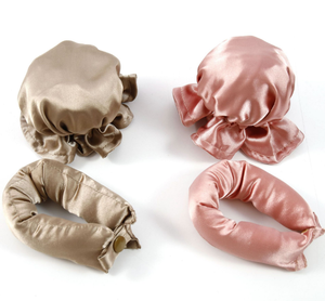 <span class=keywords><strong>TIKTOK</strong></span> BUN BONS Outils de coiffure DIY de nuit Rouleaux à friser doux et sans chaleur Nouveau bigoudi sans chaleur en satin avec bonnets - Product Image 1