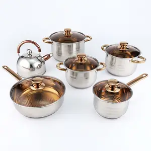 Best Selling Home & Garden kitchen accessories 12pcs stainless Steel Cookware Sets