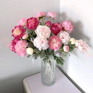 ช่อดอกโบตั๋นประดิษฐ์ 50 ซม. ดอกไม้ผ้าไหม ตกแต่งงานแต่งงานและบ้าน - Product Image 1
