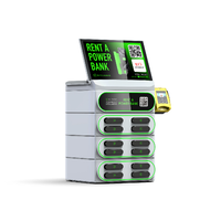 Station de recharge partagée 12 emplacements, machine de location de batteries externes empilables, recharge sans fil 60W, distributeur automatique commercial