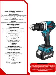 650nm 13mm Chuck không chổi than tác động khoan không dây tuốc nơ vít điện <span class=keywords><strong>Lithium</strong></span> đập Máy cắt đá đào cho Makita <span class=keywords><strong>18V</strong></span> Pin - Product Image 3