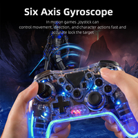 Venta al por mayor Gamepad inalámbrico transparente RGB luz Turbo función Joystick inalámbrico controlador de juego para PC para PS3 PS4 GamePad
