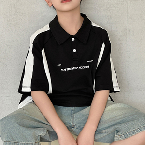 Camiseta Polo de Manga Corta para Niños, Estilo Coreano, Bloques de Color en Contraste, Cuello Delgado, Verano 2026 - Product Image 4
