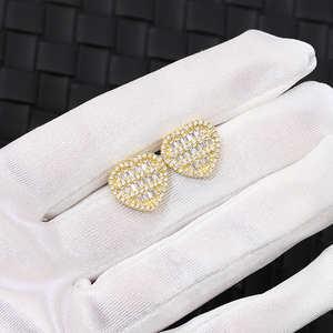 Boucles d'oreilles de luxe en forme de cœur, cadeau pour femme, diamant moissanite VVS, plaqué or, argent sterling 925, certificat GRA, passe le test du diamant - Product Image 4