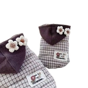 Mori Style Plaid Hooded Vest For <b>Dogs</b> Cotton <b>Padded</b> Warm Autumn Winter Small Medium Size Pet Clothes - Product Image 5