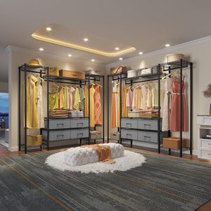 Multifunctional combination <b>clothes</b> <b>rack</b>, no drilling required, floor-standing <b>clothes</b> <b>rack</b>, multi-layer storage and display - Product Image 1