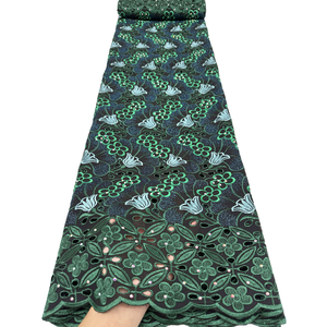 Tissu en dentelle suisse de haute qualité NI.AI, dentelle brodée florale multicolore avec strass pour robe de mariée pour femmes africaines - Product Image 1